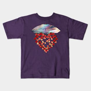 Love Heart of Roses Under Umbrella Kids T-Shirt